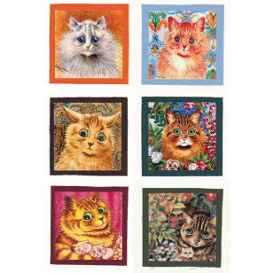 Louis Wain - Cat Art Painting Cloth Patch or Magnet Set 